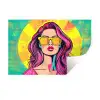 Zonnebril - Vrouw - Zonnig - Geel Muursticker klein -3d