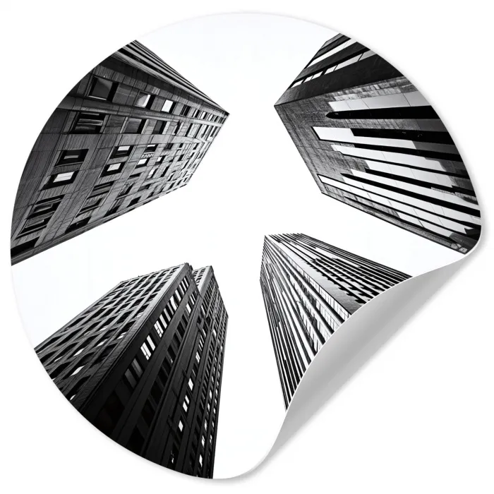 Gebouwen - Lucht - Zwart Wandcirkel behangsticker klein -3d