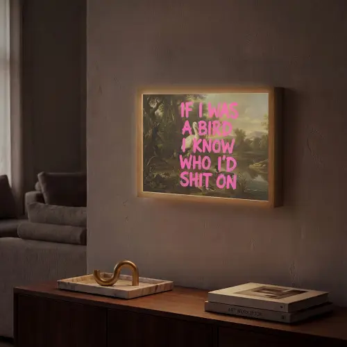 Klassiek - Humor - Roze Light Box met batterij (Wandlamp) middel -sfeer1