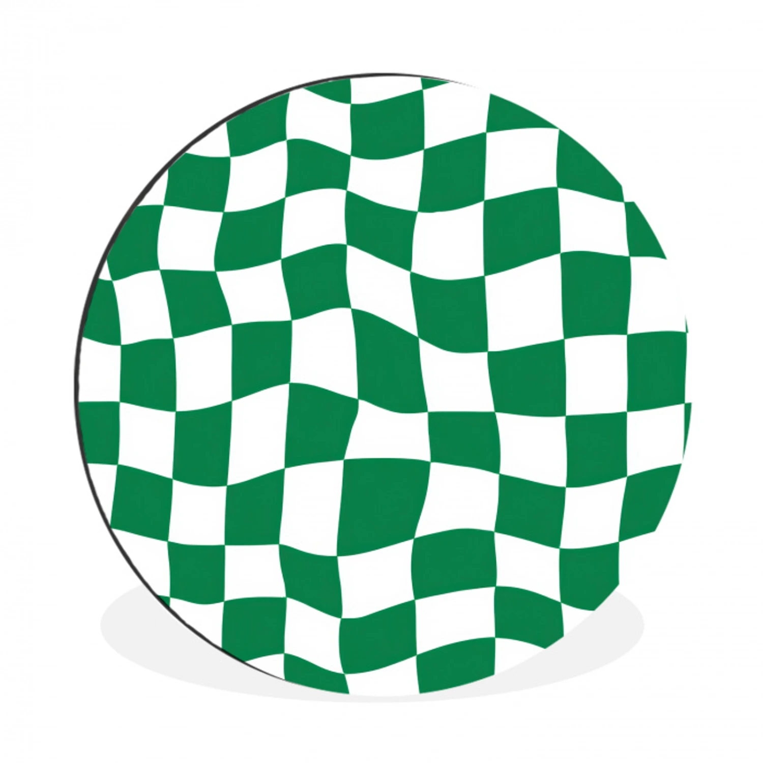 Schaakbord - Golvend - Groen Wandcirkel aluminium klein 190 -3d