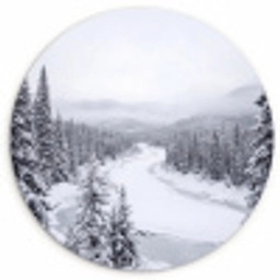 Rivier - Bevroren - Landschap - Winter Wandcirkel kunststof plaat 5mm dik klein -3d