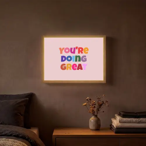 You're doing great - Roze - Kleurrijk Light Box met batterij (Wandlamp) middel -sfeer4