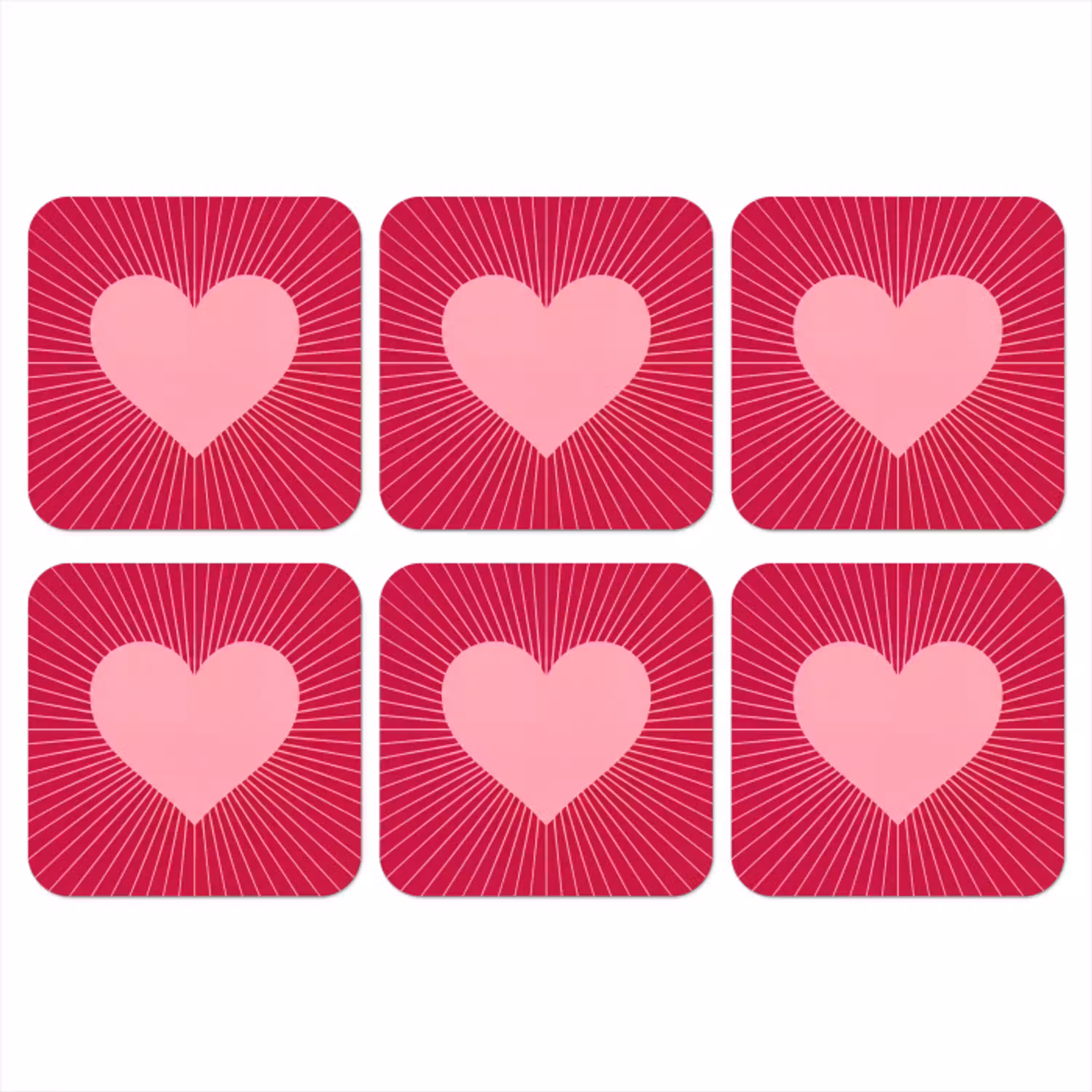 Hart - Stralen - Liefde - Abstract - Roze onderzetter kurk middel -3d