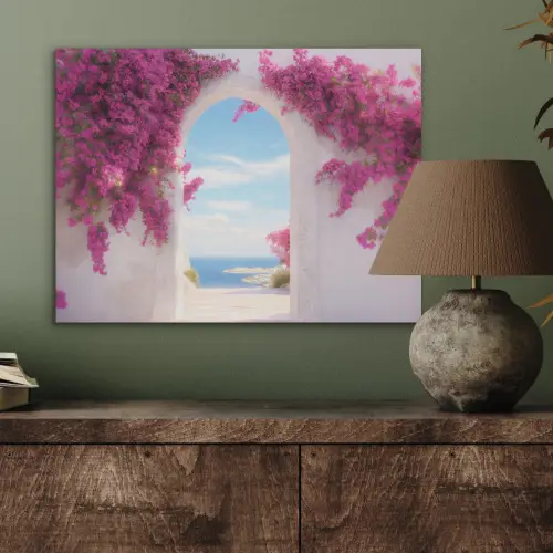 Zee - Roze - Bloemen - Poort PET vilt klein -sfeer2