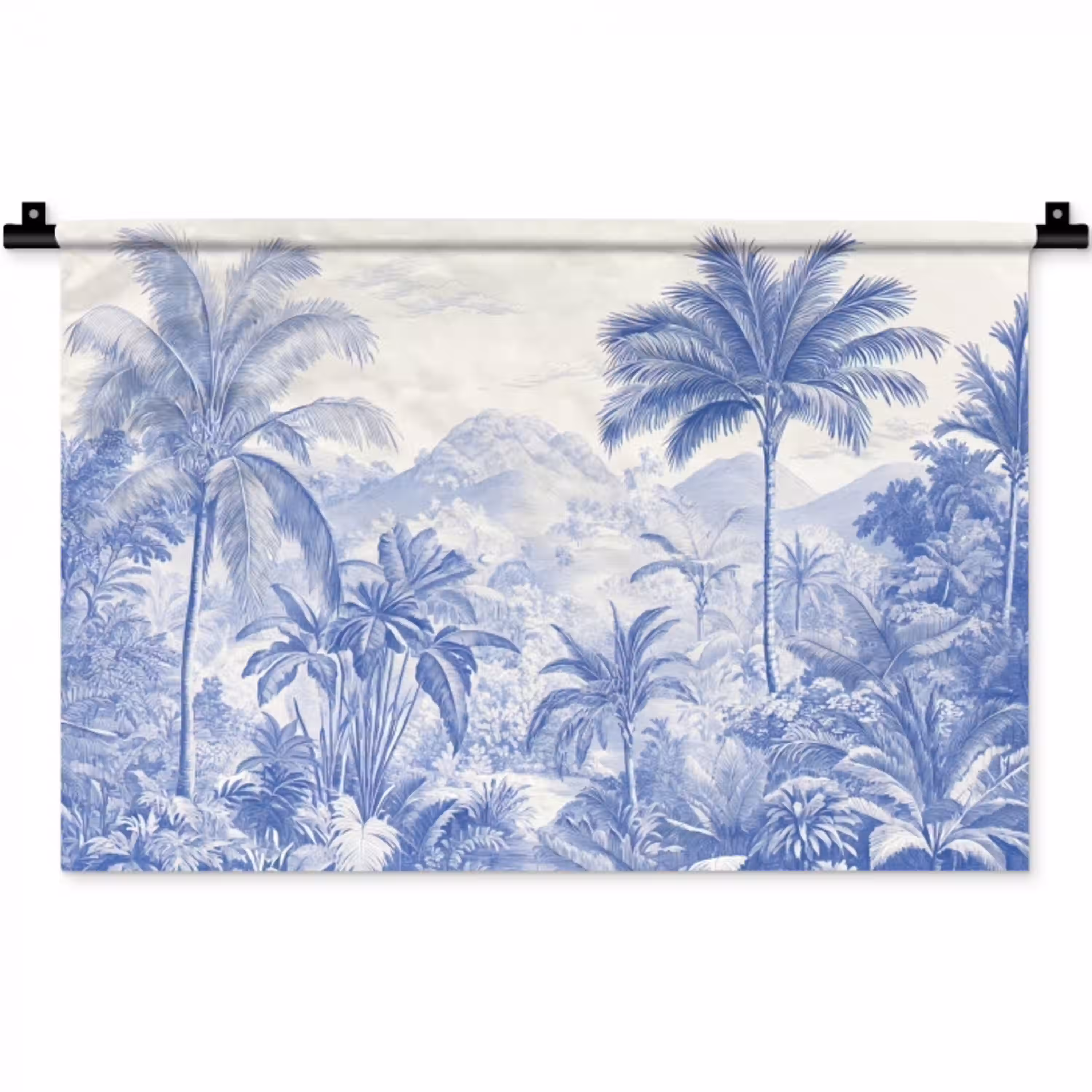 Tropisch - Jungle - Blauw Wandkleed katoen klein -zz3d