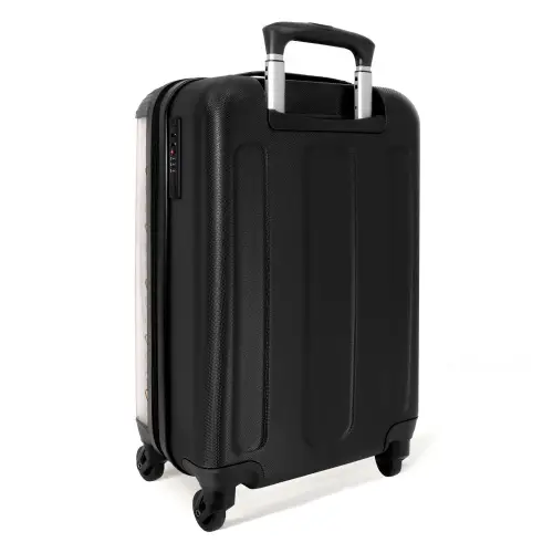 Lijnhartjes op beige NBS - Handbagage koffer - Volwassenen Unisex middel -achterkant