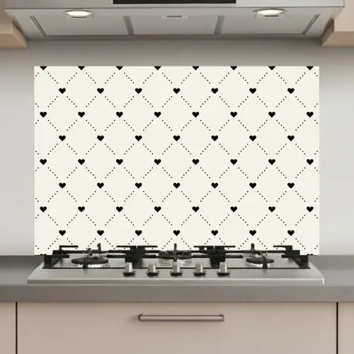 Hart - Dotline - Wit - Zwart keuken achterwand spatscherm klein 900 -3d_website