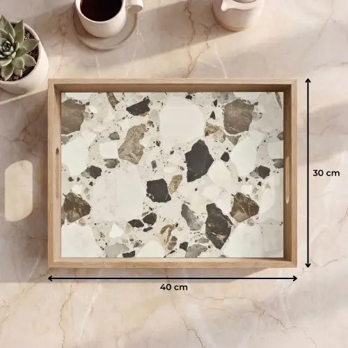 Neutral - Stenen - Decoratie - Terrazzo Dienblad Rechthoek middel -USP_Formaat
