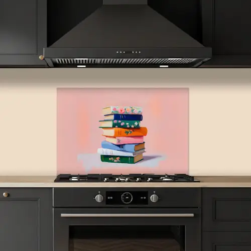 Boeken - Stapel - Kleurrijk keuken achterwand spatscherm klein -sfeer1