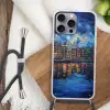 Grachten Amsterdam - Huizen - Stad - Kleurrijk Hoesje iPhone 16 Pro Max met koord klein -sfeer4
