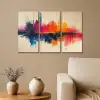 Kleurrijk - Abstract - Verflook - Modern Canvas - Meerluiken 3 luik klein -sfeer1