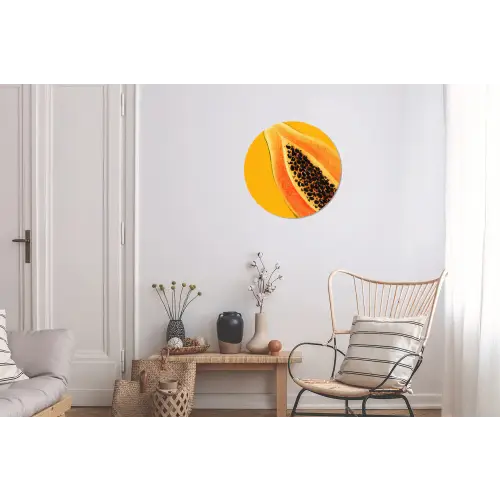 Papaja - Oranje - Topisch Wandcirkel aluminium klein -woonkamer