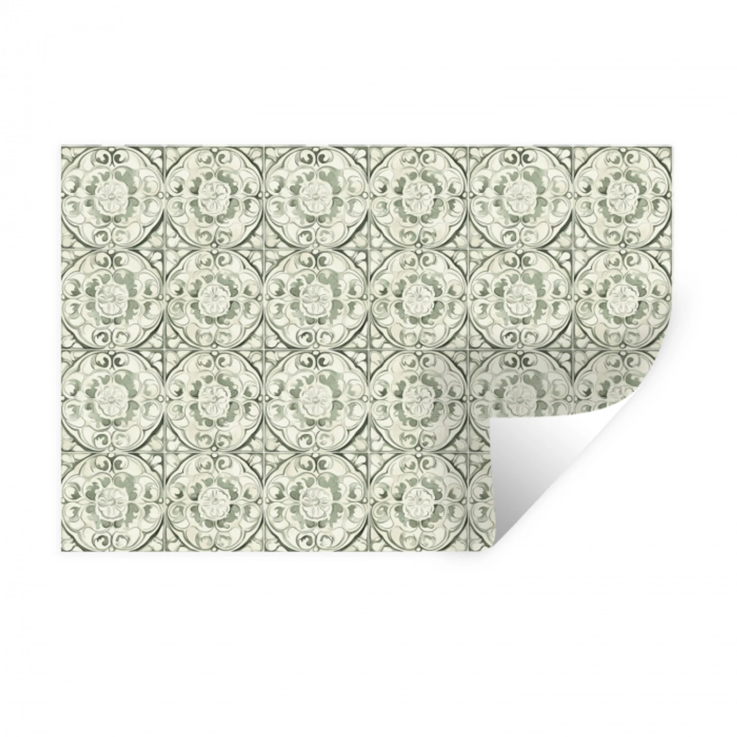 Krulornament - Tegel - Groen Muursticker klein 286 -3d