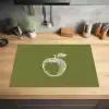 Lijntekening - Appel - Olijfgroen - Blaadje Inductie beschermer vinyl 3mm klein -sfeer5