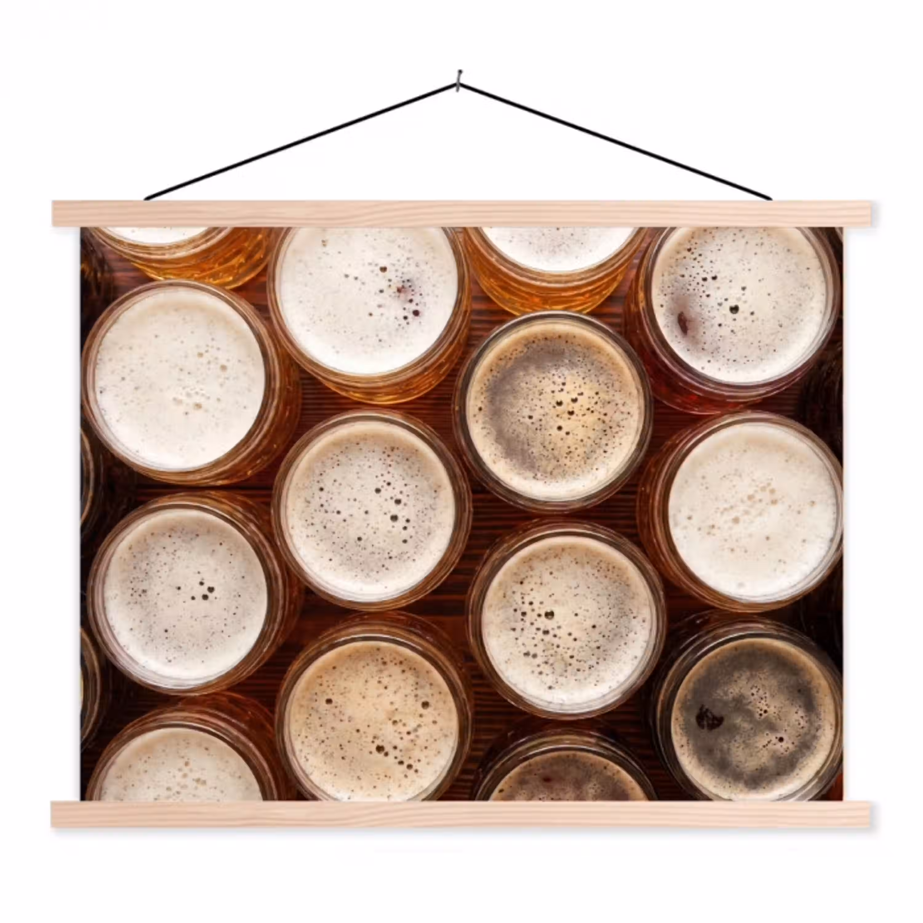 Eten - Glazen - Drank - Patroon - Bruin textielposter latten blank klein -3d