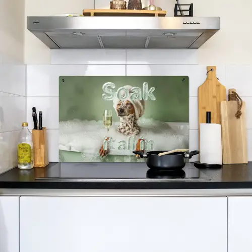 Soak it all in - Hond - Bad Inductie beschemer met haakjes klein -sfeer2