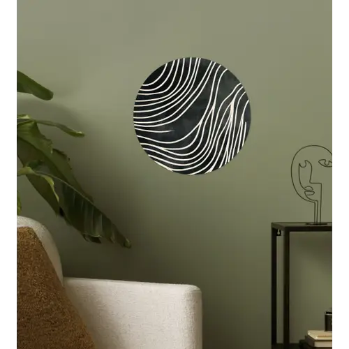 Lijnen - Patroon - Abstract - Wit Wandcirkel behangsticker klein -sfeer2