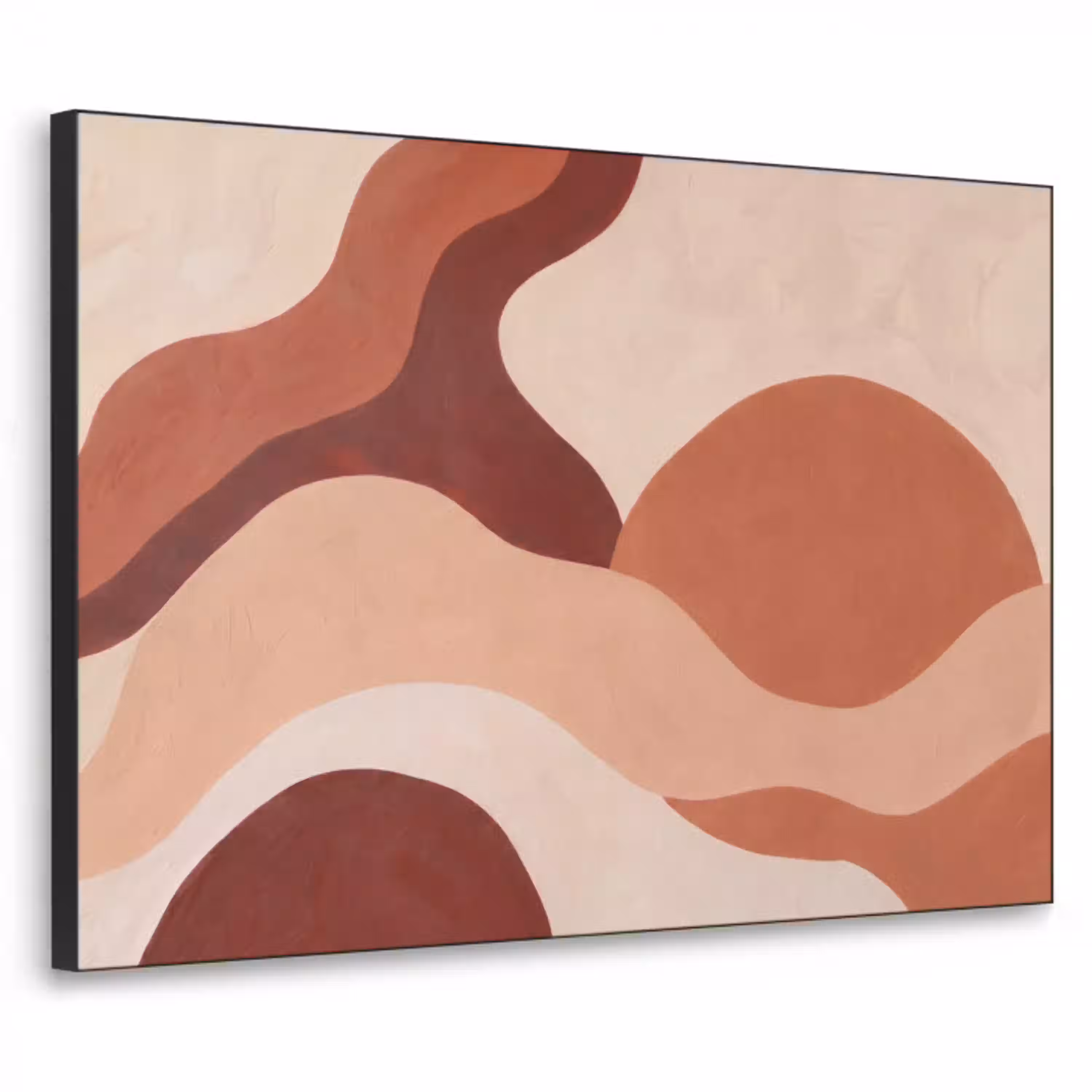 Abstract - Vormen - Organisch - Aardetinten - Modern Textielframe zwart klein -3d