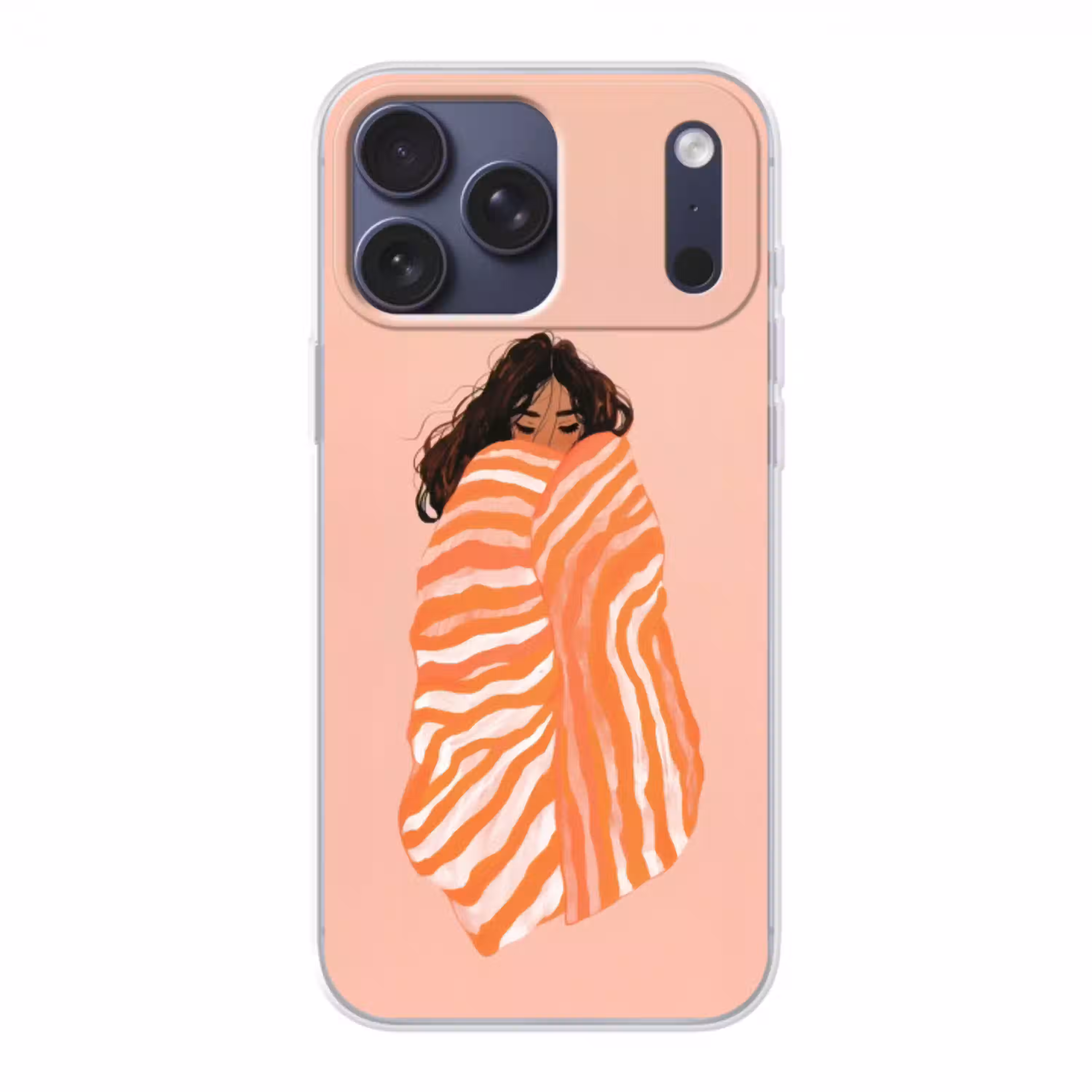 Meisje - Deken - Gestreept - Oranje Telefoonhoesje iPhone 17 Pro Max klein -3d