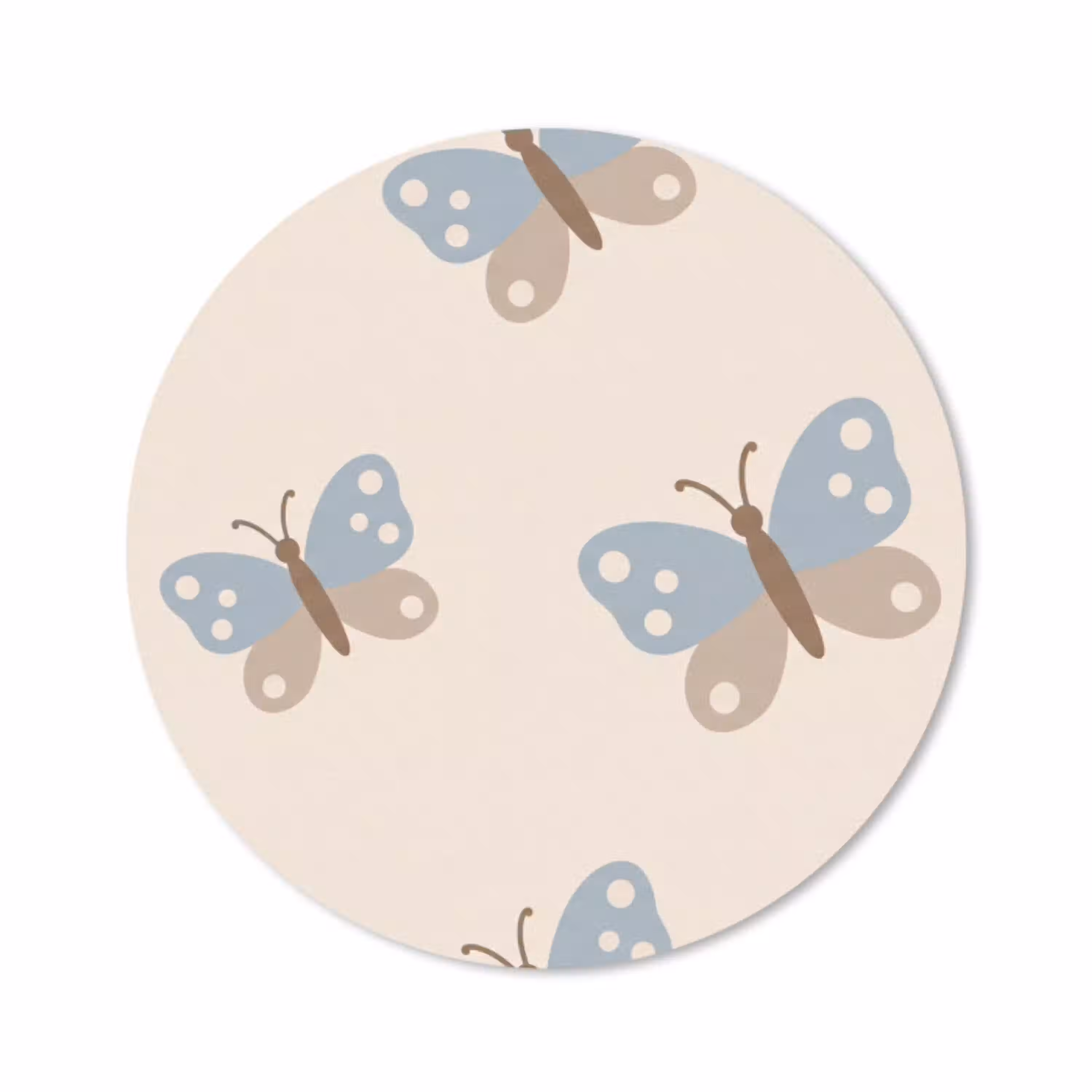 Insect - Vlinderpatroon - Abstract - Blauw - Beige Muismat rond klein -3d