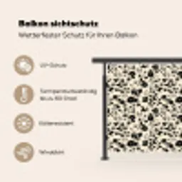 Bloemen - Dessin - Zwart Balkonbeschermer Duitsland klein 596 -specs