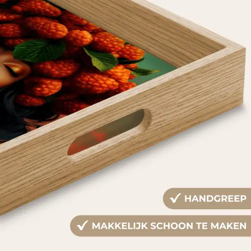 Vrouw - Frambozen - Bladeren Dienblad Rechthoek middel -USP_HandgreepNL