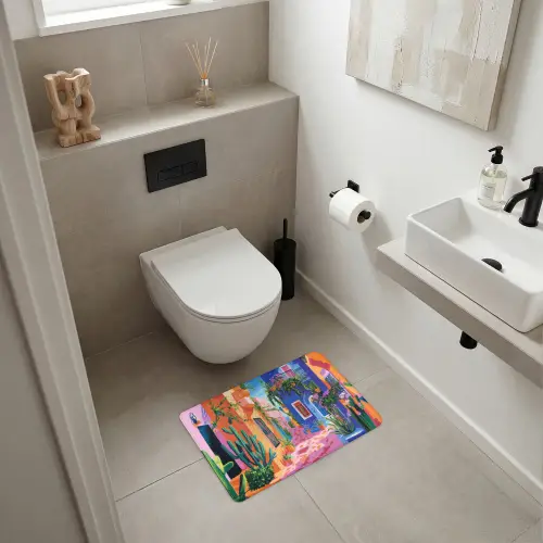 Geel - Blauw - Oranje - Huis WCmat klein -sfeer1