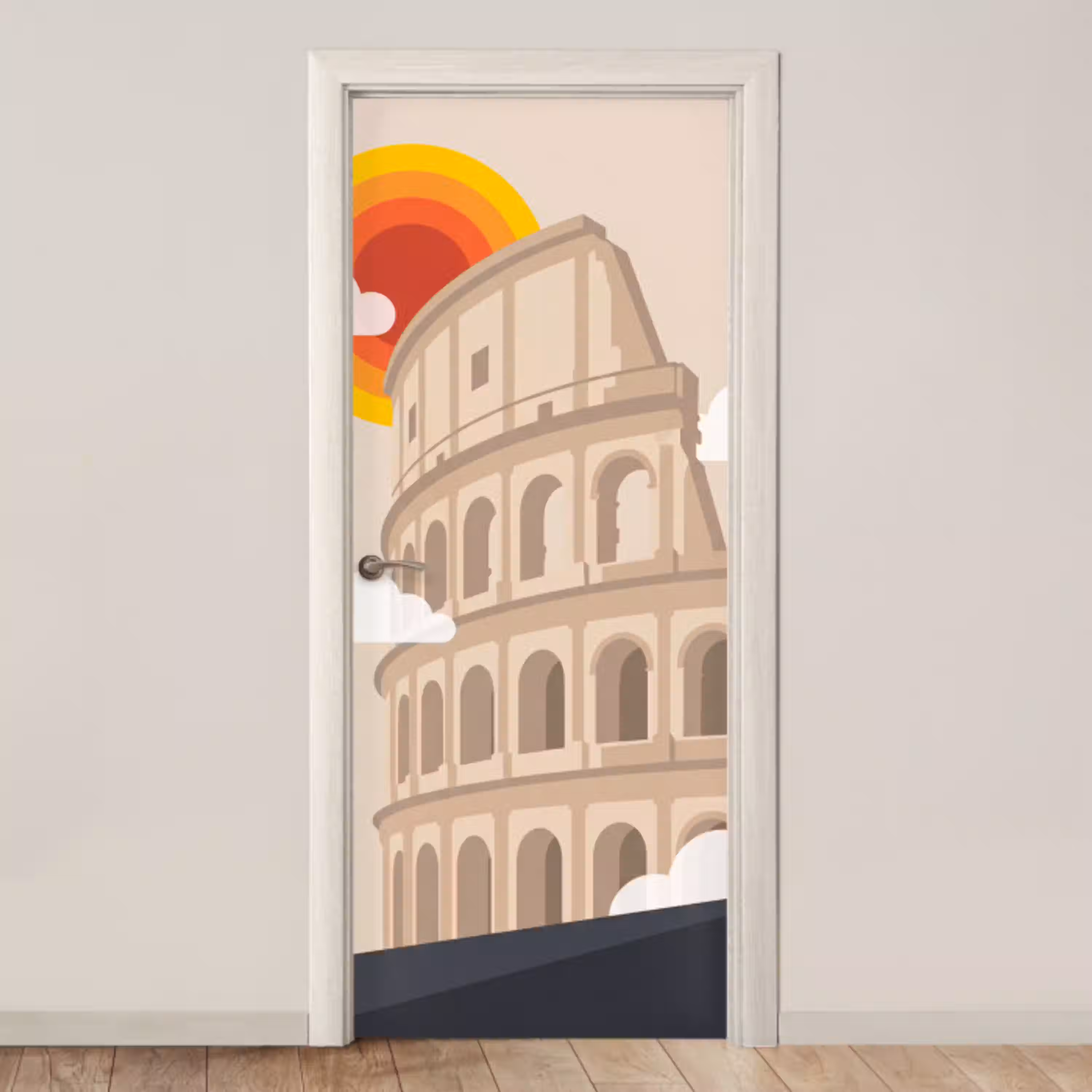 Colosseum - Zonsopgang - Rome - Architectuur - Beige deurposter klein -3d_beige