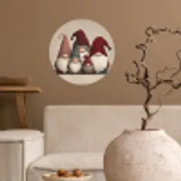 Kabouters - Kerst - Sneeuw - Puntmutsen Wandcirkel behangsticker klein -sfeer1