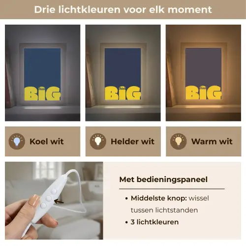 Think big - Blauw - Geel Light Box met kabel (Tafellamp) klein -USP_lichtkleurNL