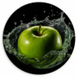 Appel - Groen - Fruit - Water - Zwart KitchenYeah - Keuken - Wandcirkel Forex klein -3d