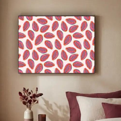 Papaja - Patroon - Roze Textielframe zwart klein 947 -sfeer1