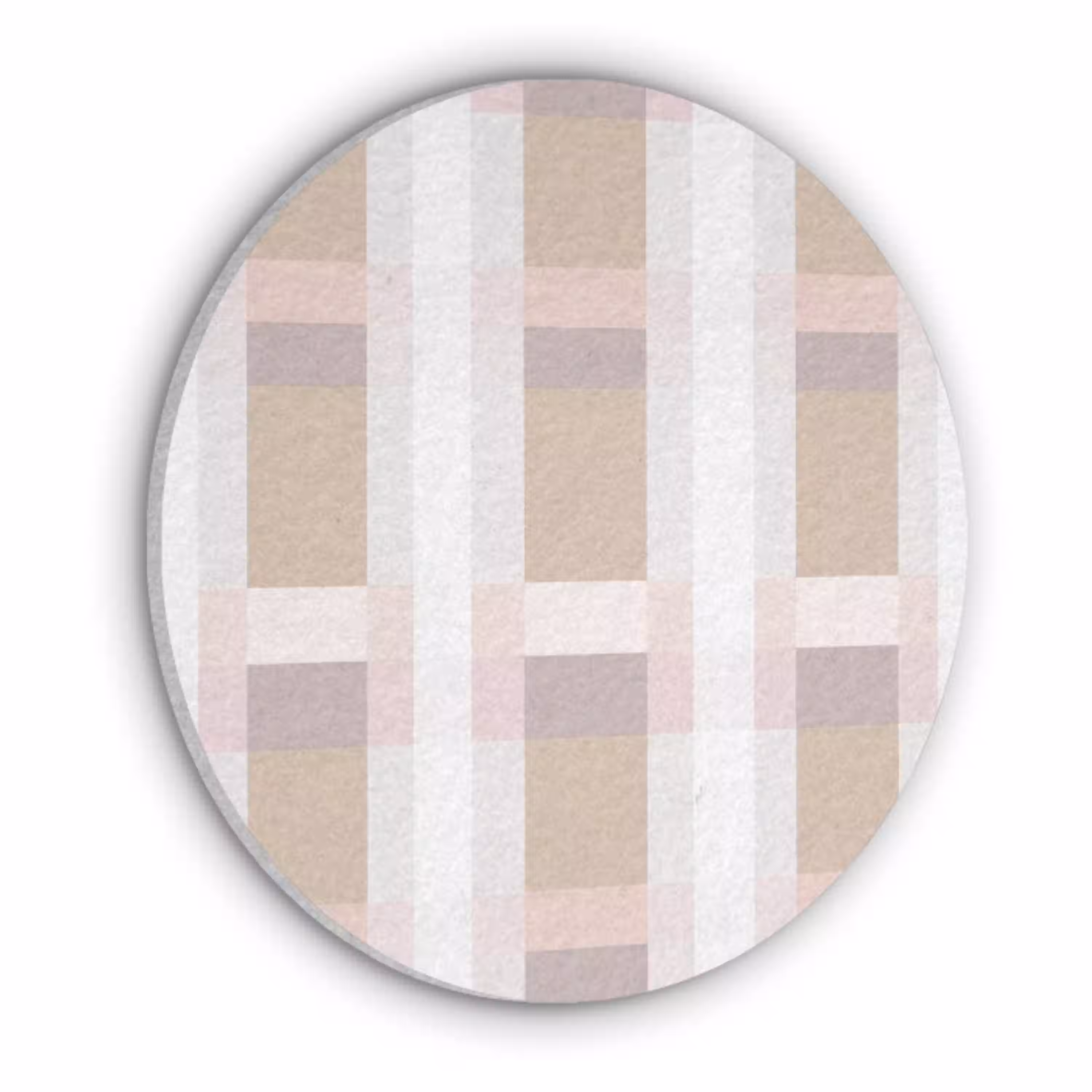 Ruitpatroon - Aardetinten - Minimalistisch Akoestische PET Vilt - Rond klein 838 -3d