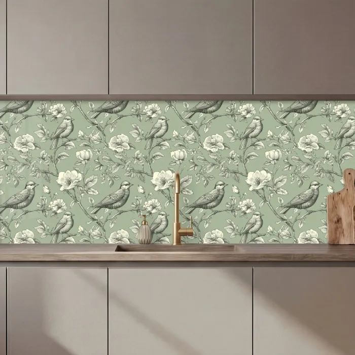 Klassiek - Botanisch - Groen keuken achterwand 2 middel 871 zz_3dshopping