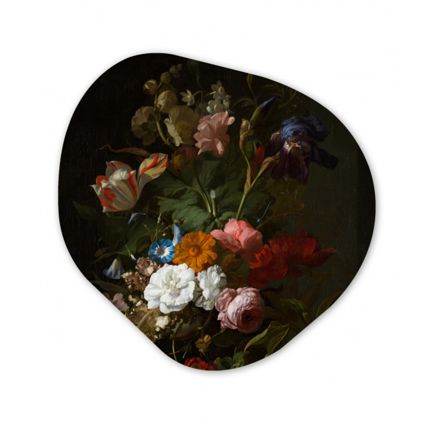 Vaas met bloemen - Schilderij van Rachel Ruysch Wandcirkel Organisch Forex 3mm klein -3d