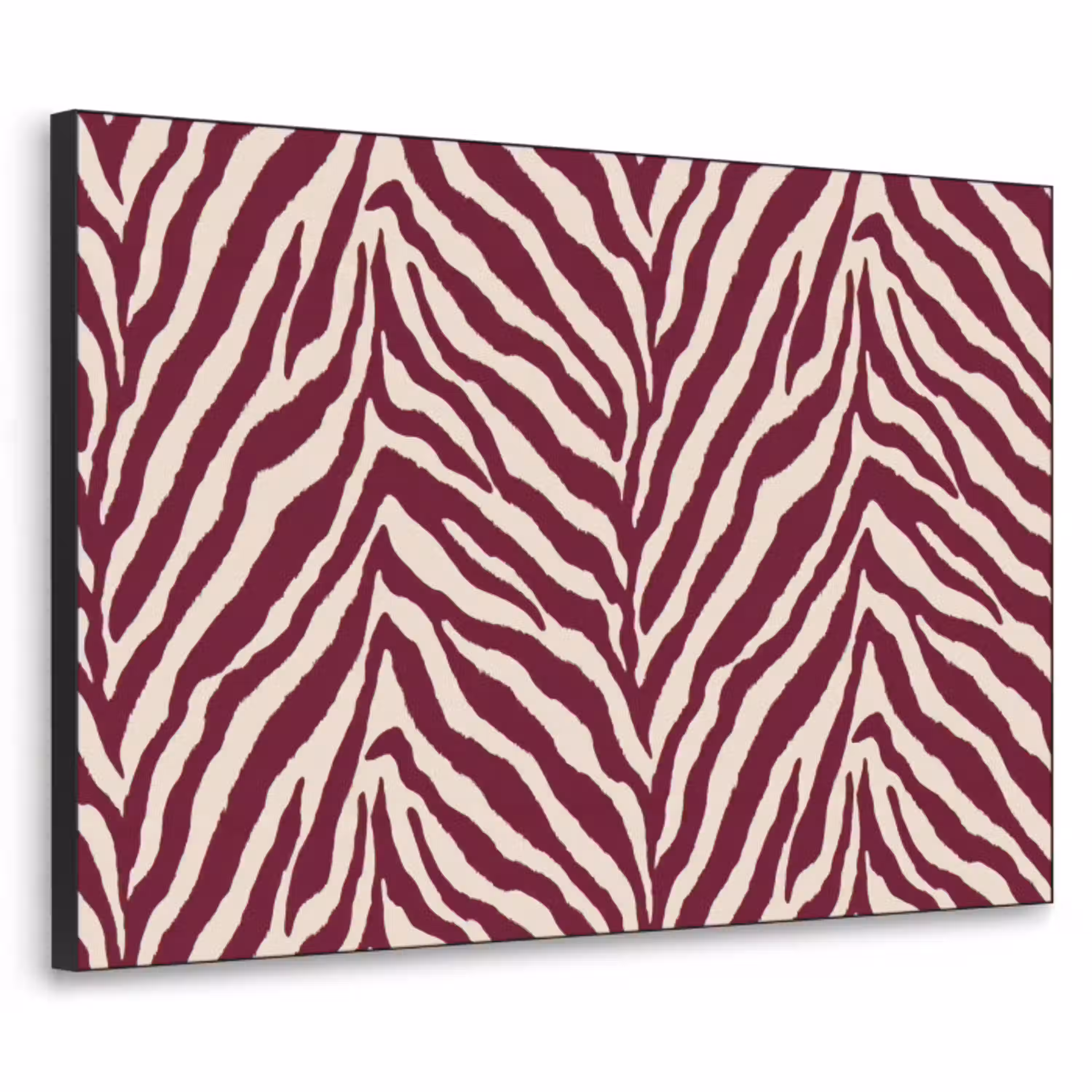 Zebra - Motief - Bordeaux - Rood Textielframe zwart klein 947 -3d