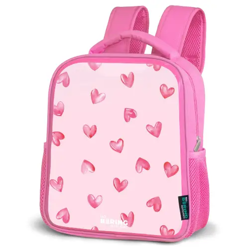 Roze hartjes Kinderrugzak - Roze middel -schuin