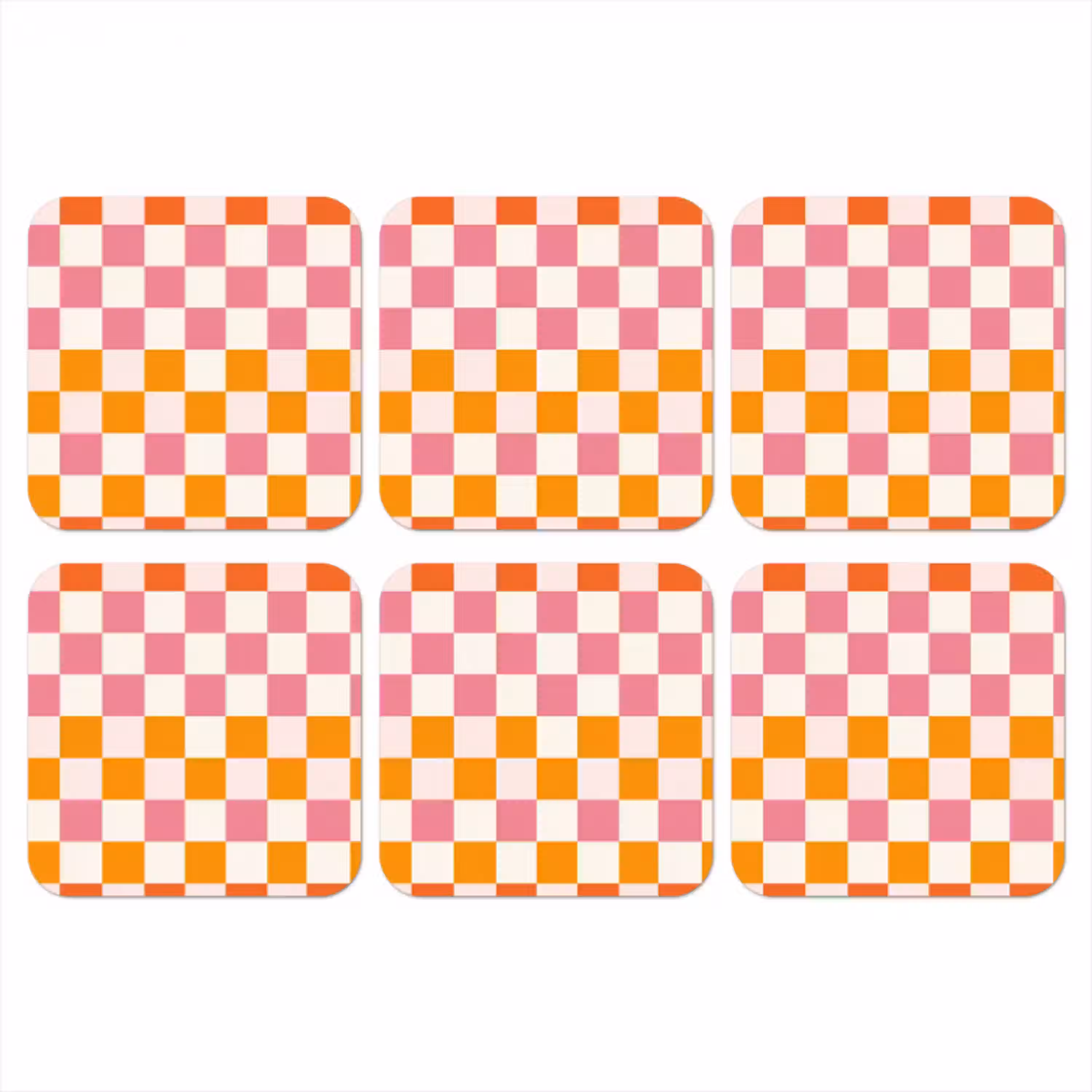 Vierkant - Patroon - Oranje onderzetter kurk middel 366 -3d