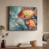 Vissen - Water - Dieren - Kunst - Olieverf Textielframe zwart klein -sfeer3