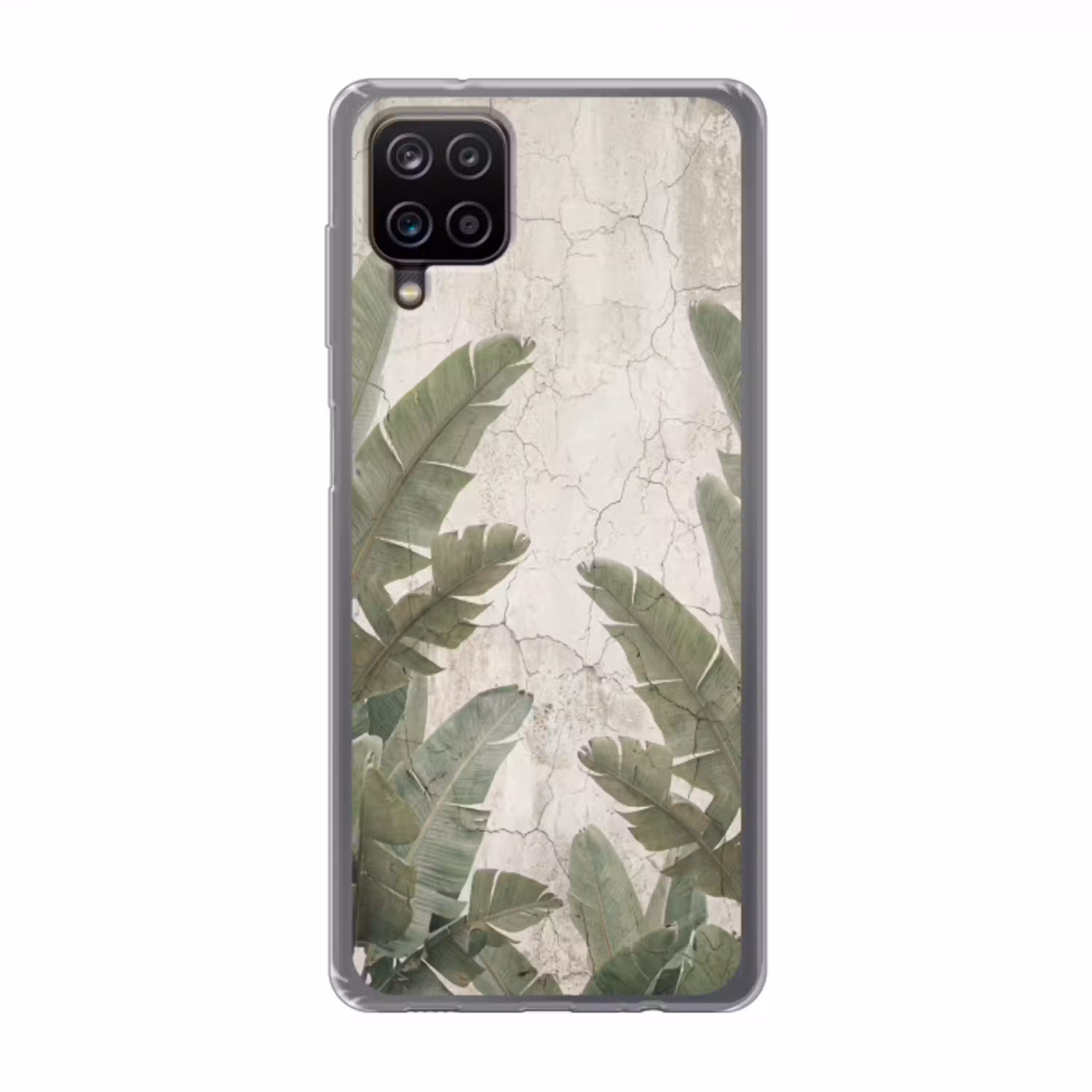 Bananenbladeren - Beton - Groen Telefoonhoesje Samsung Galaxy A12 klein -3d