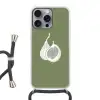 Vijgen - Minimalistisch - Getekend - Mosgroen Hoesje iPhone 16 Pro Max met koord klein -3d