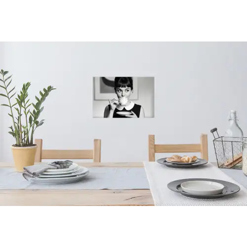Portret - Thee - Vrouw Muursticker klein -eettafel