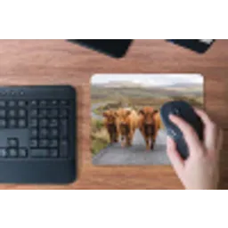 Schotse Hooglanders - Weg - Landschap - Kudde muismat rubber klein -toetsenbord
