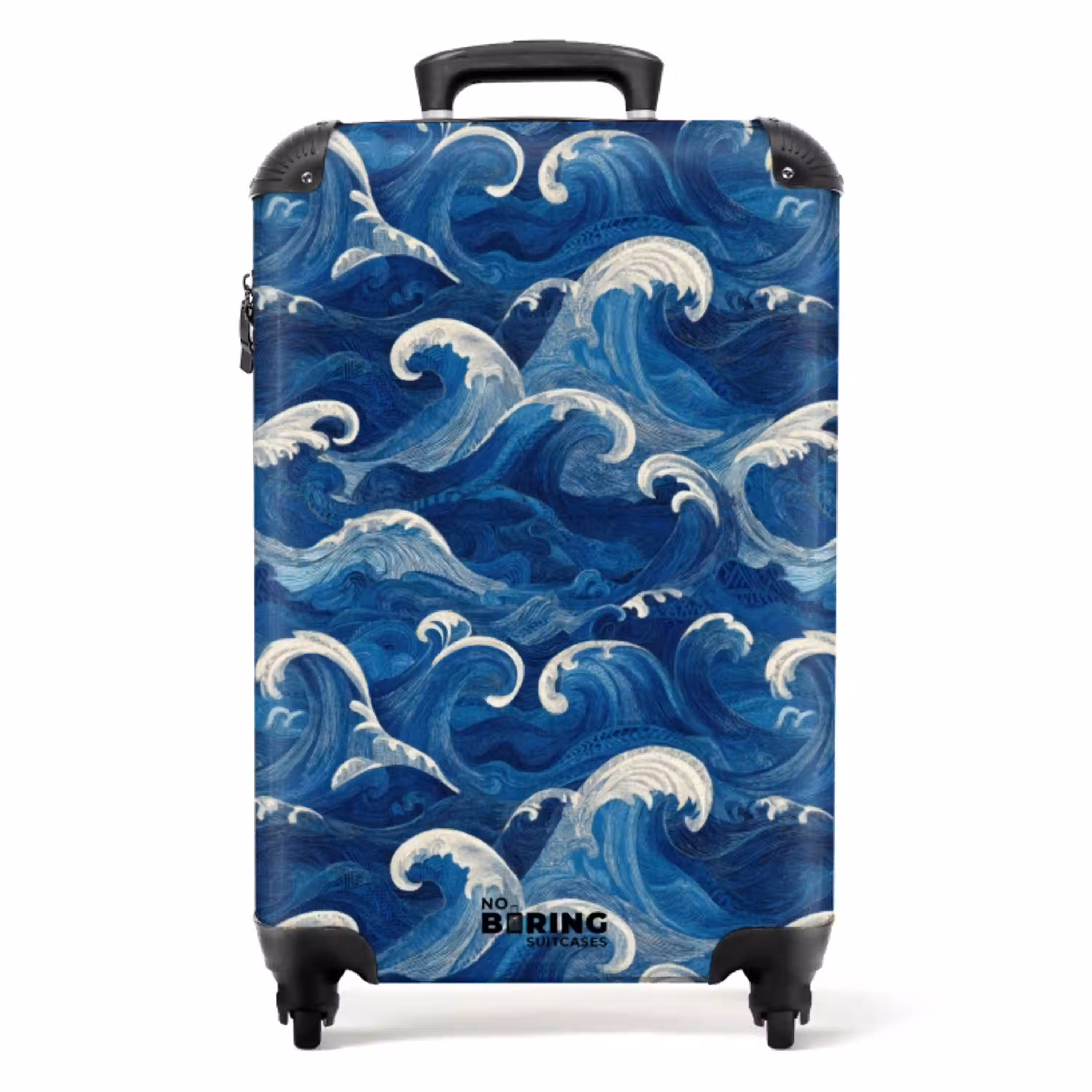 Japans - Oceaan - Golven - Blauw NBS - Handbagage koffer - Volwassenen Unisex middel -productfoto_recht