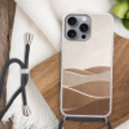 Abstract - Golven - Modern - Beige Hoesje iPhone 16 Pro Max met koord klein -sfeer4
