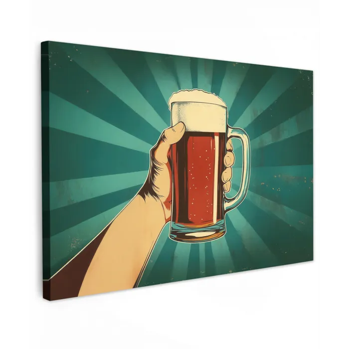 Bierglas - Schuim - Retro - Groen canvas 2cm klein -z3d
