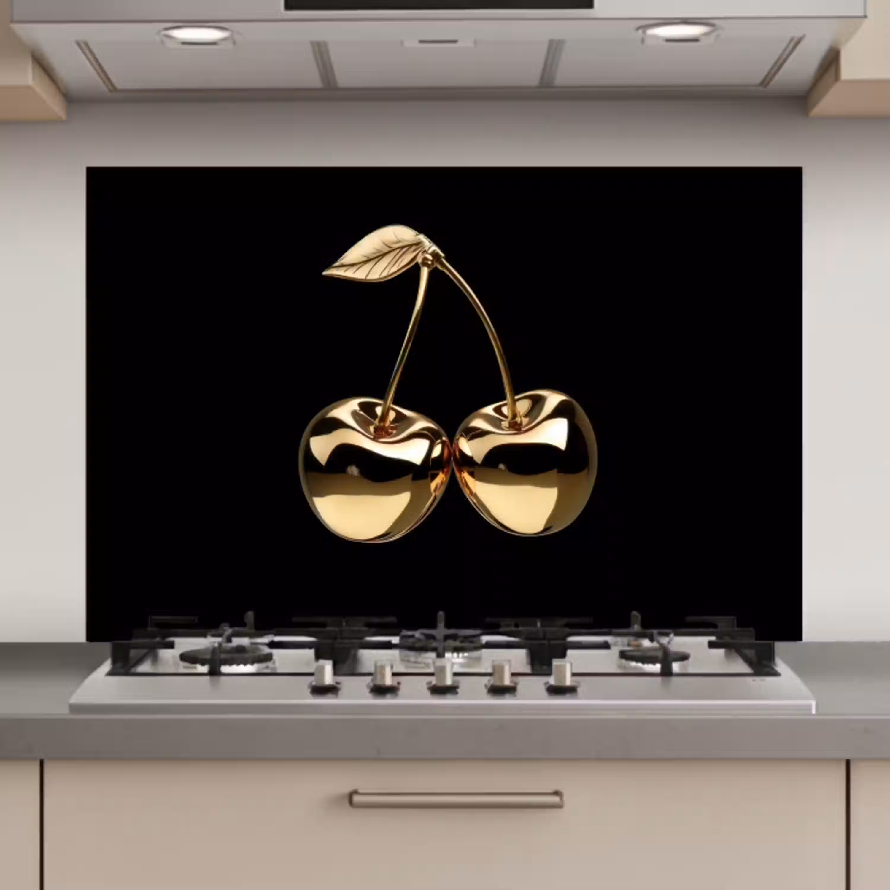 Kersen - Zwart - Goud - Chrome keuken achterwand spatscherm klein -3d_website