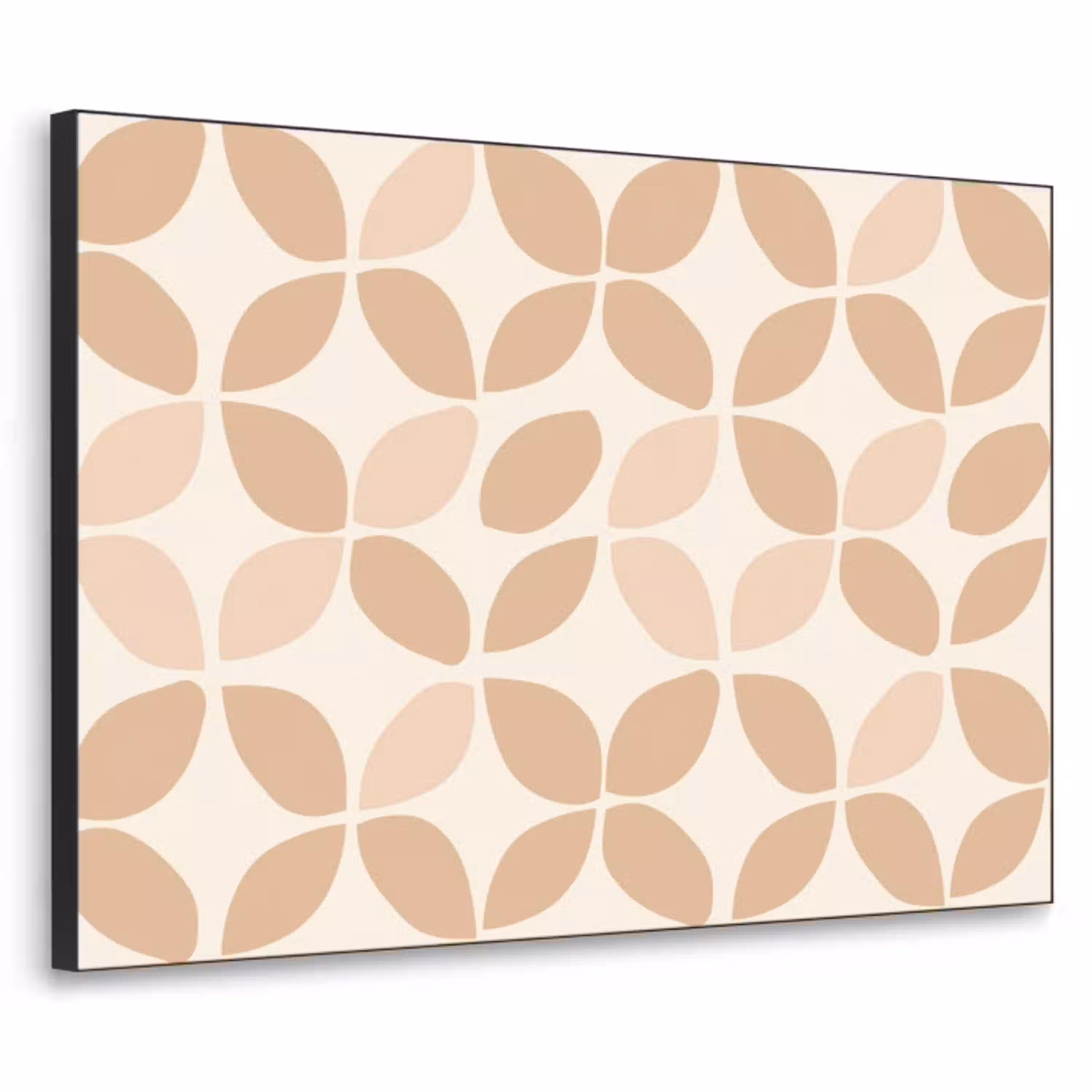 Beige - Bladeren - Minimalistisch - Patroon Textielframe zwart klein 947 -3d