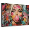 Vrouw - Kauwgom - Graffiti - Love Textielframe zwart klein -3d