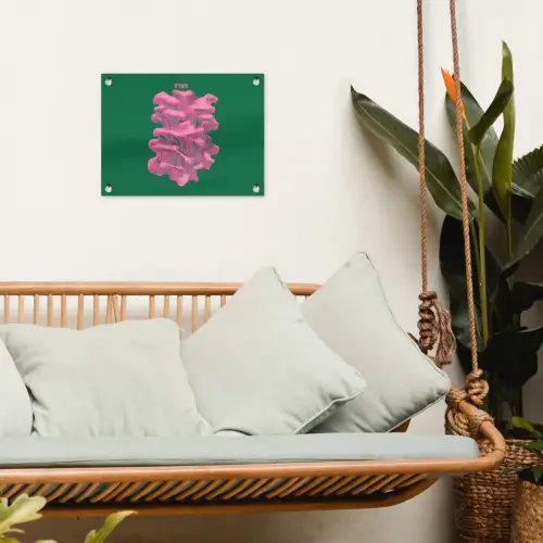 Abstract - Pink - Lijnen - Groen tuinposter los doek klein -sfeer7